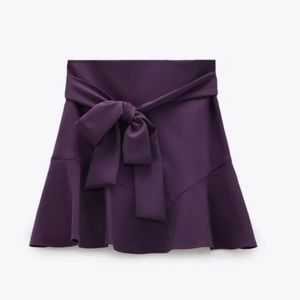Zara Purple Ruffle Bow Tie Skort
